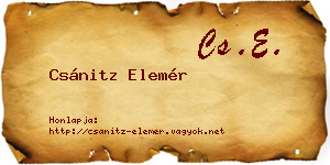 Csánitz Elemér névjegykártya